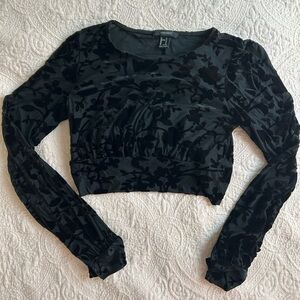 Forever 21 Black Velvet Floral Blouse